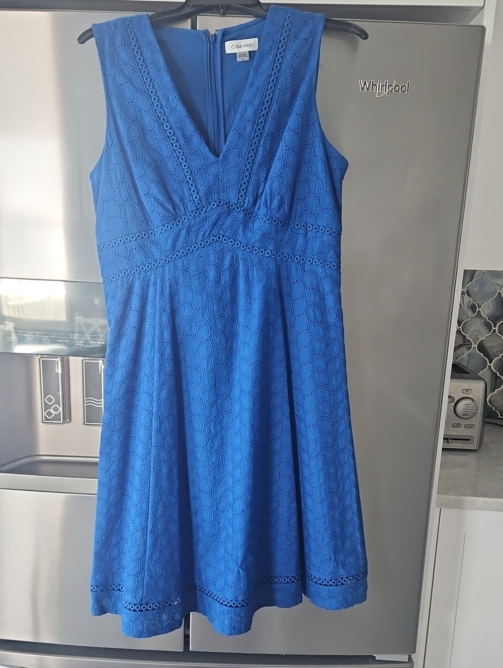 Calvin Klein Royal Blue Eyelet Fit & Flare Dress
